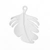 Immagine di 304 Acciaio Inossidabile Etichette di Stampaggio Vuote Ciondoli Foglia Tono Argento Lucidatura Unilaterale 24mm x 20mm , 20 Pz