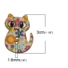 Immagine di Legno Bottone da Cucire ScrapbookBottone Gatto A Random Due Fori Modello Disegno 30mm x 23mm, 100 Pz