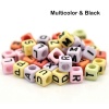 Picture of Acrylic Spacer Beads Cube White & Black Alphabet/ Letter "R" About 6mm x 6mm, Hole: Approx 3.5mm, 500 PCs