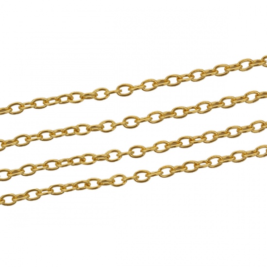 Immagine di Lega di Ferro Collegamenti Ovale Cavo Catena Accessori Oro Placcato 5x3mm, 10 M