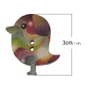 Immagine di Legno Bottone da Cucire ScrapbookBottone Uccello A Random Due Fori A Random Disegno 30mm x 28mm, 100 Pz