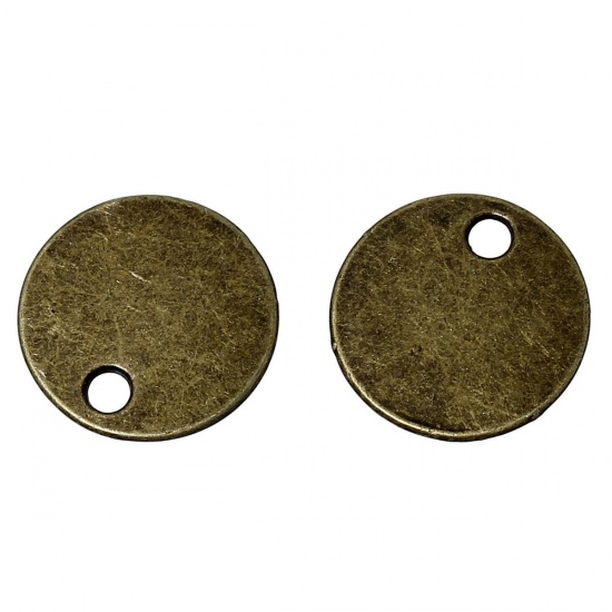 Picture of Zinc Metal Alloy Charm Pendants Round Antique Bronze Blank 16mm( 5/8") Dia, 50 PCs