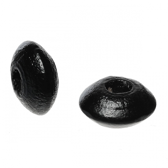 Picture of Wood Spacer Beads Rondelle Abacus Black About 10mm Dia, Hole: Approx 3.4mm, 500 PCs
