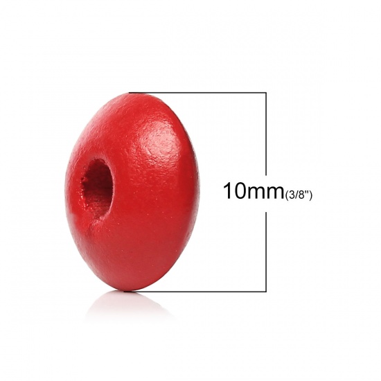 Picture of Wood Spacer Beads Rondelle Abacus Red About 10mm Dia, Hole: Approx 3.4mm, 500 PCs