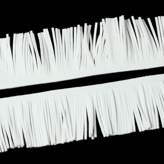Picture of Velvet Faux Suede Fringe Tassel Trim White 30mm(1 1/8"), 2 M