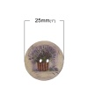Immagine di Legno Bottone da Cucire ScrapbookBottone Tondo A Random Due Fori Fiore Disegno 25mm Dia, 100 Pz