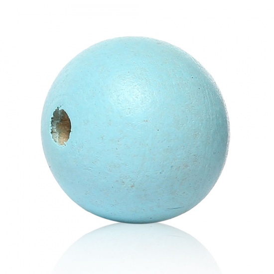 Picture of Wood Spacer Beads Round White About 20mm Dia, Hole: Approx 3.5mm - 3mm, 50 PCs