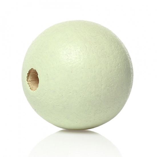 Picture of Wood Spacer Beads Round White About 20mm Dia, Hole: Approx 3.5mm - 3mm, 50 PCs