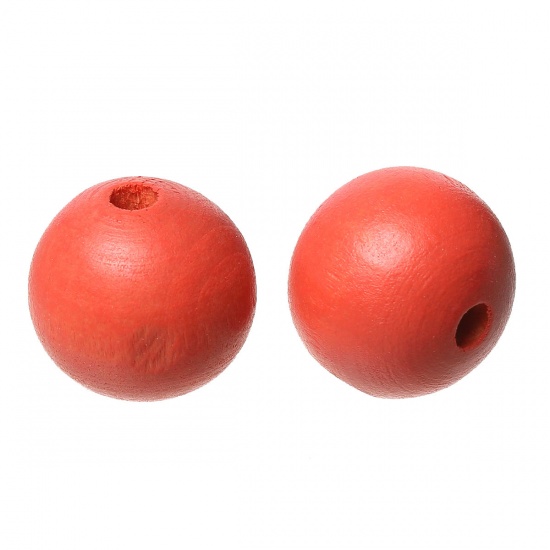 Picture of Wood Spacer Beads Round Watermelon Red About 20mm Dia, Hole: Approx 3.5mm - 3mm, 50 PCs