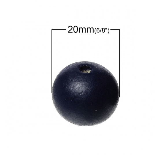 Picture of Wood Spacer Beads Round Navy blue About 20mm Dia, Hole: Approx 3.5mm - 3mm, 50 PCs
