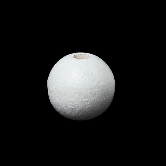 ウッド スペーサ ビーズ 円形 白 約 25mm - 24mm 直径、 穴：約 5.3mm - 4.3mm、 20 個 の画像
