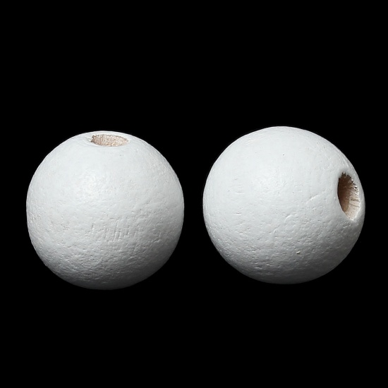 ウッド スペーサ ビーズ 円形 白 約 25mm - 24mm 直径、 穴：約 5.3mm - 4.3mm、 20 個 の画像