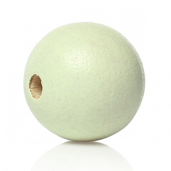 Picture of Wood Spacer Beads Round Light green About 25mm Dia, Hole: Approx 5.9mm - 5.4mm, 20 PCs