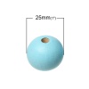 Image de Perles en Bois Forme Rond Bleu Clair Diamètre: 25mm, Tailles de Trous: 5.4mm-5.9mm, 20 Pcs