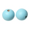 Image de Perles en Bois Forme Rond Bleu Clair Diamètre: 25mm, Tailles de Trous: 5.4mm-5.9mm, 20 Pcs