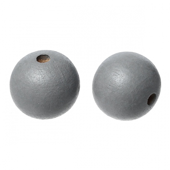 Image de Perles en Bois Forme Rond Gris Diamètre: 25mm, Tailles de Trous: 5.4mm-5.9mm, 20 Pcs