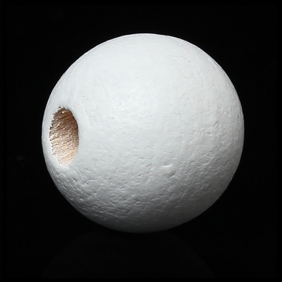 Picture of Wood Spacer Beads Round White About 30mm Dia, Hole: Approx 5.6mm - 5mm, 10 PCs