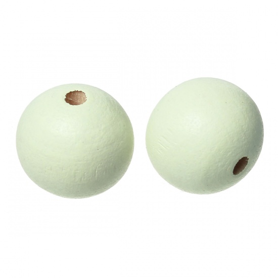 Picture of Wood Spacer Beads Round Light green About 35mm Dia, Hole: Approx 4.4mm - 3.7mm, 5 PCs