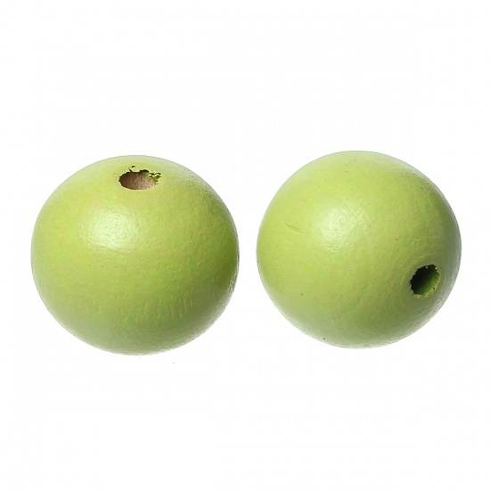 Picture of Wood Spacer Beads Round Green About 35mm Dia, Hole: Approx 4.4mm - 3.7mm, 5 PCs