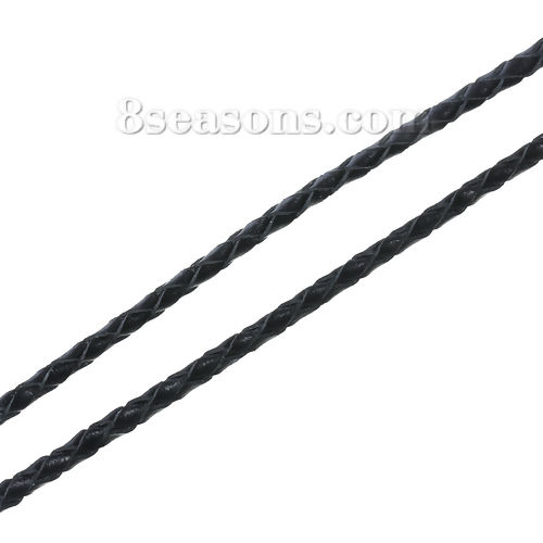Picture of Real leather Jewelry Braiding Thread Cord Black 3.0mm( 1/8"), 2 M