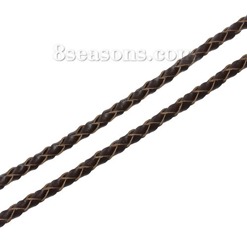 Picture of Real leather Jewelry Braiding Thread Cord Coffee 3.0mm( 1/8"), 2 M
