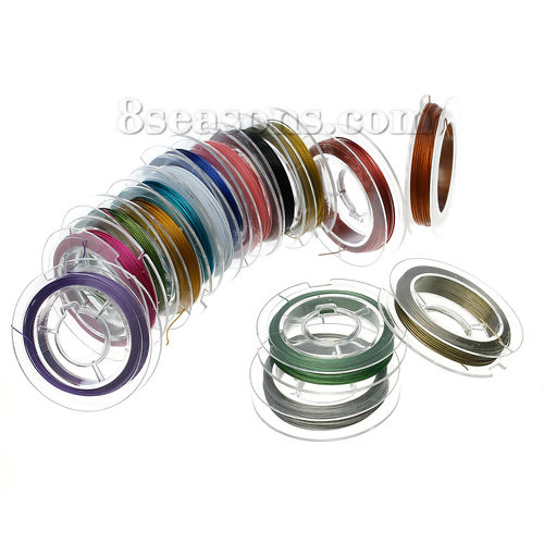 Picture of Steel Wire Beading Wire Thread Cord At Random Mixed 0.38mm Dia, 10 Rolls(Approx 9.0M/Roll)