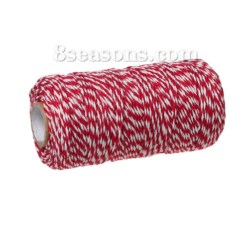 Picture of Cotton Jewelry Sewing Thread Cord Red Stripe 1.5mm, 1 Roll(approx 100 Yards)