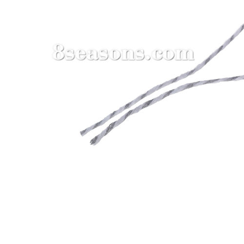 Bild von Baumwolle Schnur Weiß Streifen 1.5mm D., 1 Rolle(ca. 100 Yards)