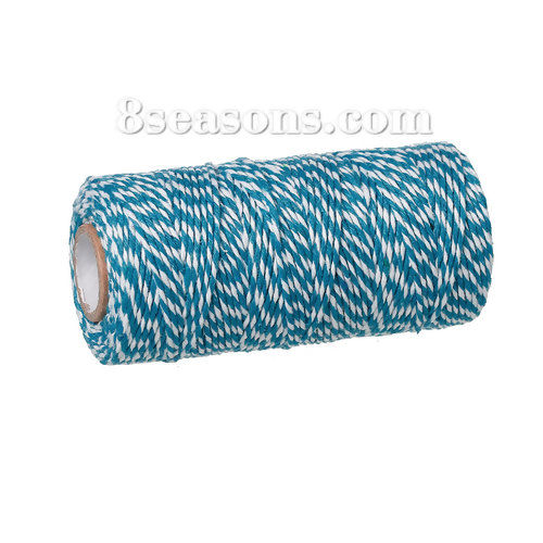 Picture of Cotton Jewelry Sewing Thread Cord Blue Stripe 1.5mm, 1 Roll(approx 100 Yards)