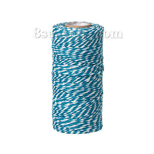 Picture of Cotton Jewelry Sewing Thread Cord Blue Stripe 1.5mm, 1 Roll(approx 100 Yards)