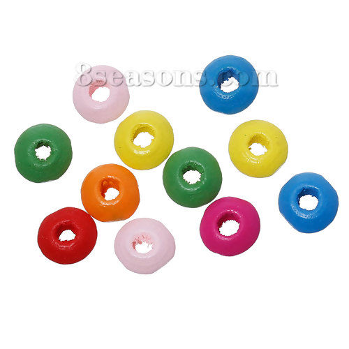 Picture of Abacus Maple Wood Spacer Beads Round At Random Mixed About 8mm x 4mm, Hole: Approx 2.5mm, 1000 PCs