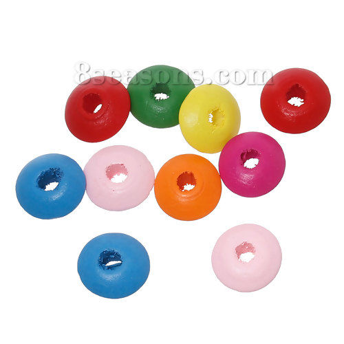 Picture of Abacus Maple Wood Spacer Beads Round At Random Mixed About 14mm x 6mm, Hole: Approx 3.5mm, 300 PCs