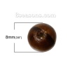 Image de Perles en Bois Forme Rond Café Zébré, Diamètre: 8mm, Tailles de Trous: 1.6mm, 500 Pcs