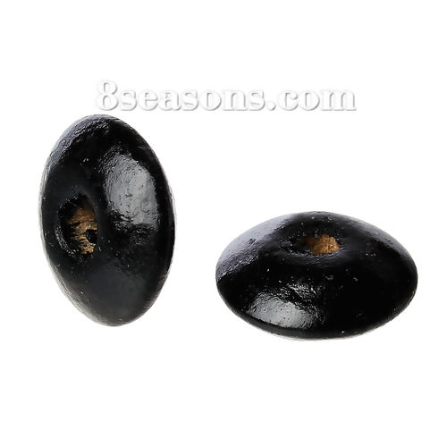 Picture of Wood Spacer Beads Abacus Black About 14mm x 6mm, Hole: Approx 3.3mm-4.4mm, 300 PCs