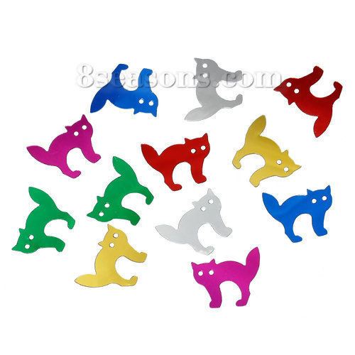 Picture of PVC Sequins Paillettes Halloween Cat At Random Mixed 16mm( 5/8") x 13mm( 4/8") , 50 Grams (Approx 1000 PCs/Packet)