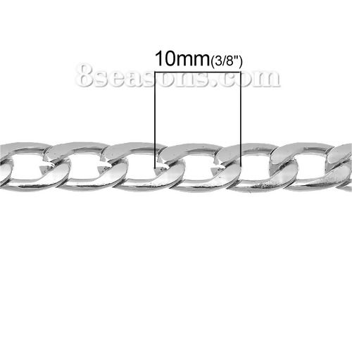 Picture of Aluminum Open Beveled Link Curb Chain Findings Silver Tone 10x6mm(3/8"x2/8"), 2 M