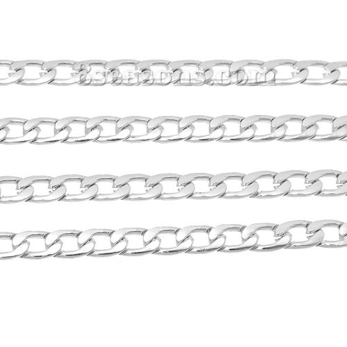 Picture of Aluminum Open Beveled Link Curb Chain Findings Silver Tone 10x6mm(3/8"x2/8"), 2 M