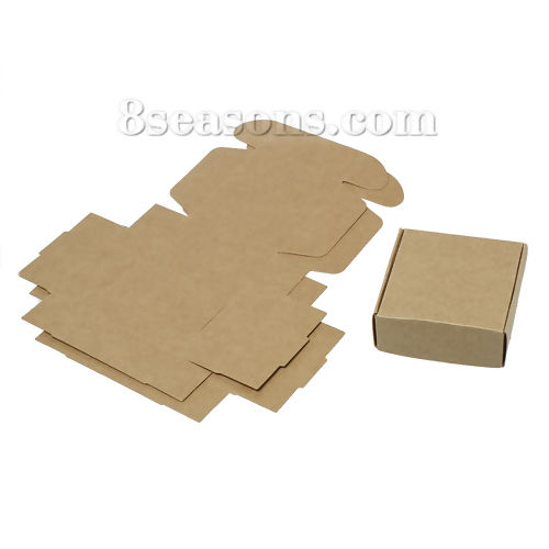 Picture of Paper Jewelry Gift Wrapping Boxes Light Brown 7.5cm(3") x 7.5cm(3"), 10 PCs
