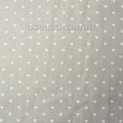Picture of Burlap Fabric Natural White Heart Pattern 150cm x100cm(59" x39 3/8"), 1 M