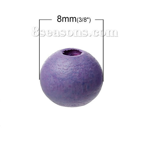 Picture of Hinoki Wood Spacer Beads Round Purple About 8mm Dia, 500 PCs