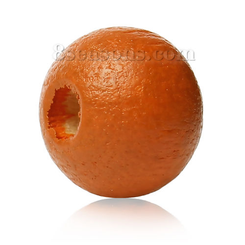 Picture of Hinoki Wood Spacer Beads Round Orange-red About 8mm Dia, 500 PCs