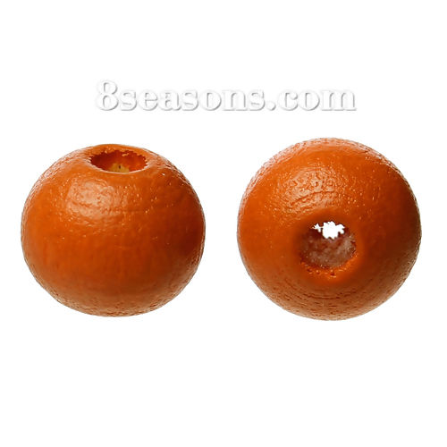 Picture of Hinoki Wood Spacer Beads Round Orange-red About 8mm Dia, 500 PCs