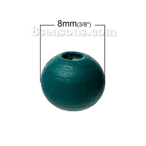 Picture of Hinoki Wood Spacer Beads Round Dark green About 8mm Dia, 500 PCs