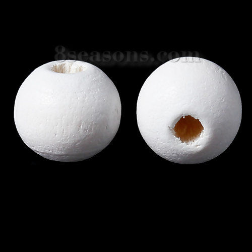 Picture of Hinoki Wood Spacer Beads Round White About 8mm Dia, 500 PCs