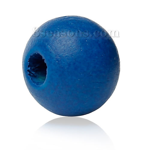 Image de Perles en Bois de Cyprès Forme Rond Bleu Foncé Diamètre: 8mm, 500 Pcs