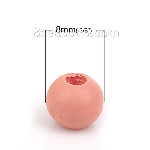 Image de Perles en Bois de Cyprès Forme Rond Rosé pâle Gris Diamètre: 8mm, 500 Pcs