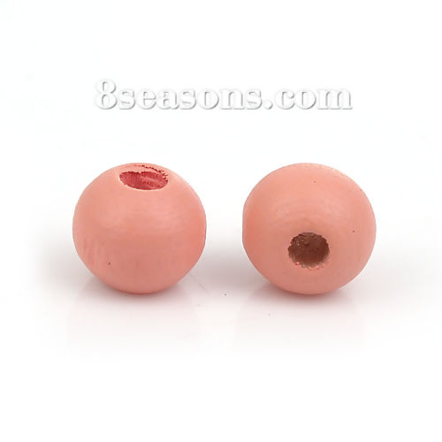 Picture of Hinoki Wood Spacer Beads Round Pale Pinkish Gray About 8mm Dia, 500 PCs