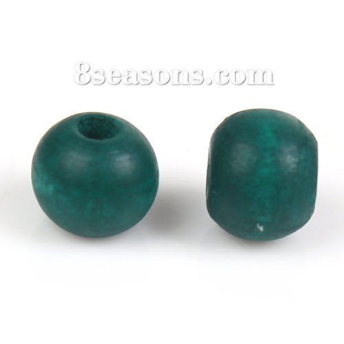 Picture of Hinoki Wood Spacer Beads Round Dark green About 8mm Dia, 500 PCs