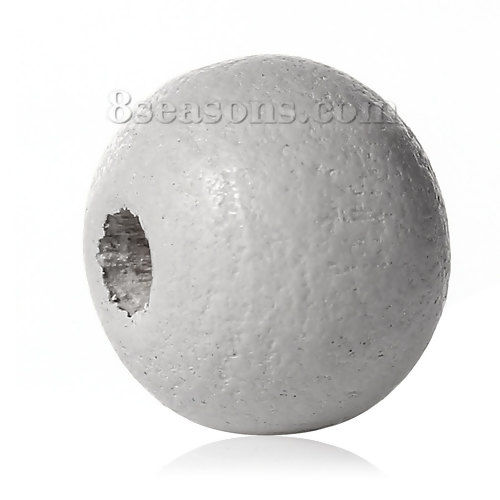 Picture of Hinoki Wood Spacer Beads Round Grayish White About 8mm Dia, 500 PCs