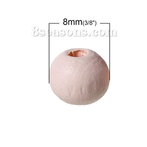 Picture of Hinoki Wood Spacer Beads Round Light pink About 8mm Dia, 500 PCs